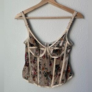 R 13 off-white floral corset Cami